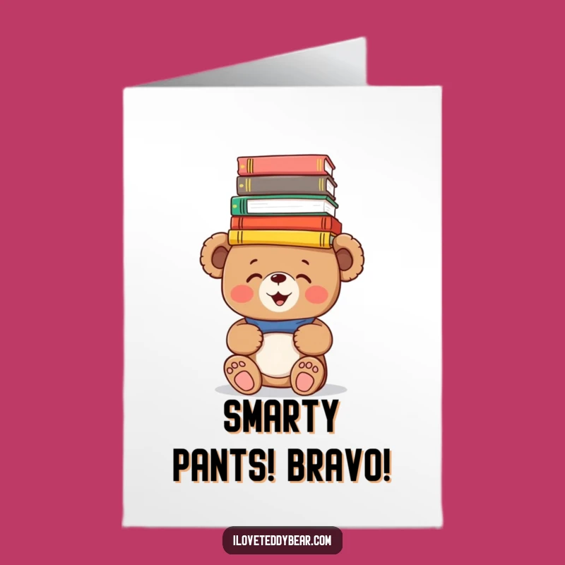 Free Printable Teddy Bear Congrats Card: Funny Downloadable Gift for Smart Achievements