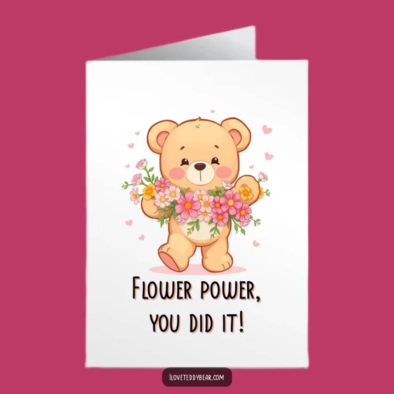 Free Printable Teddy Bear Flower Dance Congrats Card - Festive Downloadable Gift