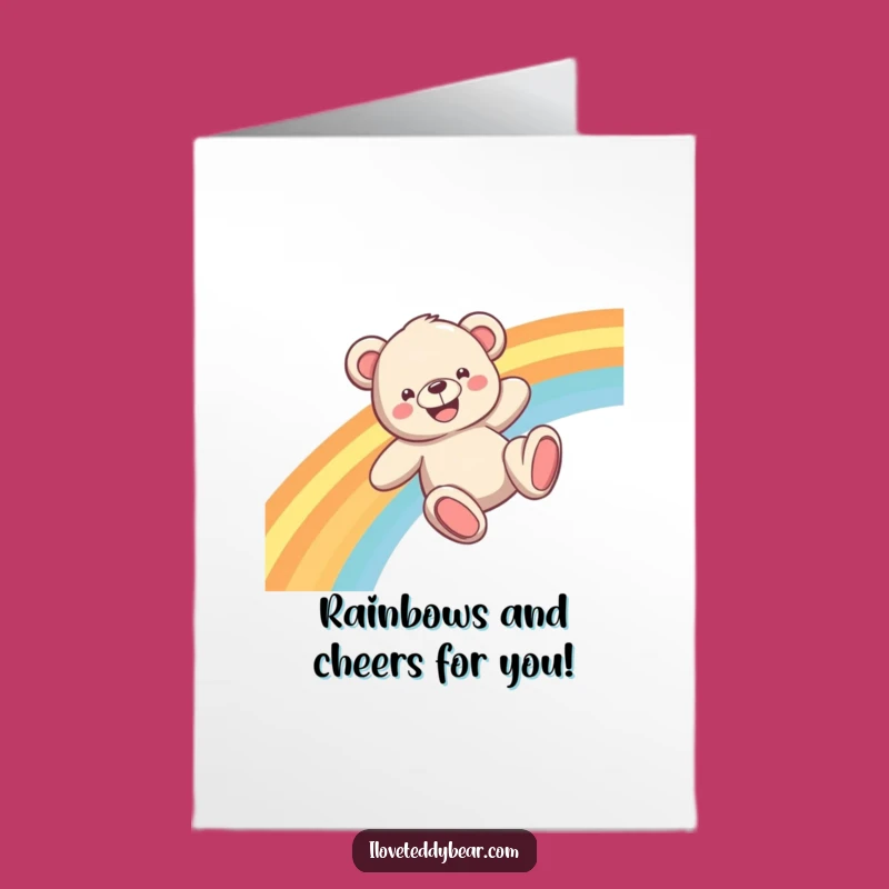 Free Printable Teddy Bear Rainbow Slide Congrats Card - Cheerful Downloadable Gift