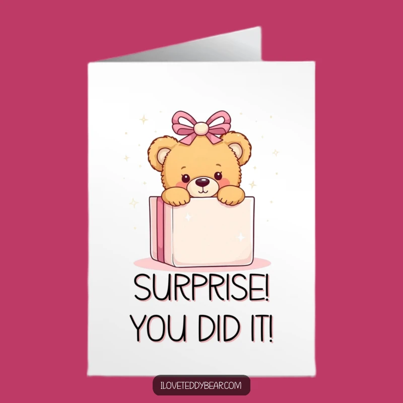 Free Printable Teddy Bear Congratulations Card: Funny Surprise Gift Downloadable