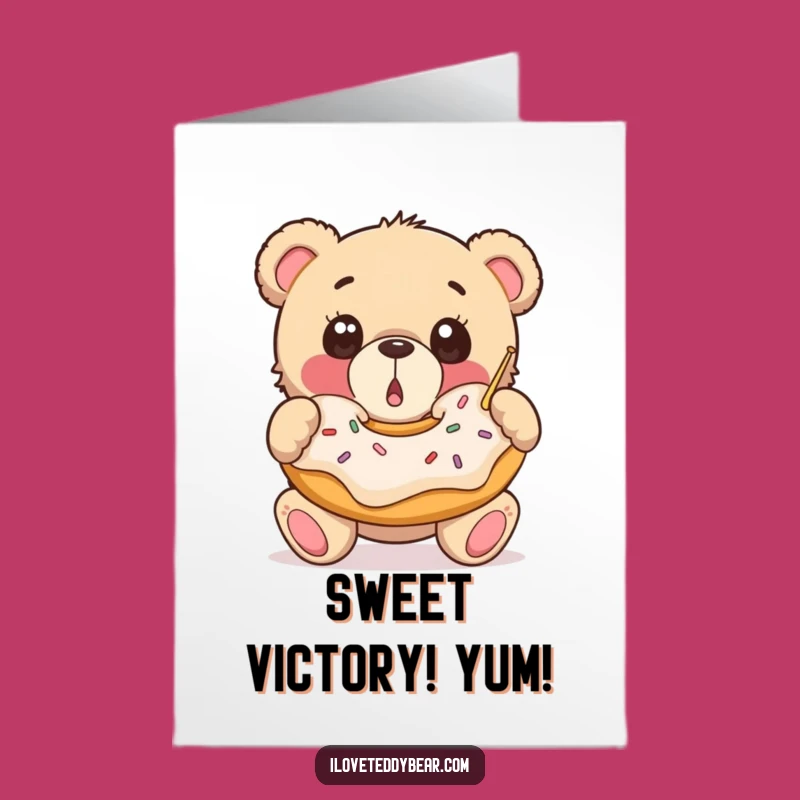 Free Printable Teddy Bear Congrats Card: Funny Downloadable Gift for Sweet Wins