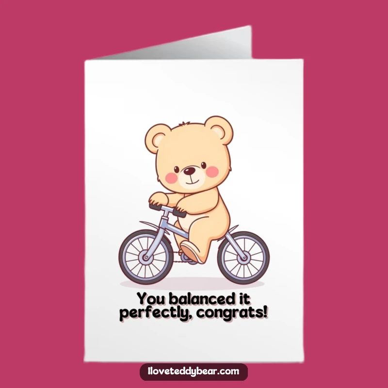 Free Printable Congrats Card: Wobbly Bear on Unicycle, Downloadable Gift