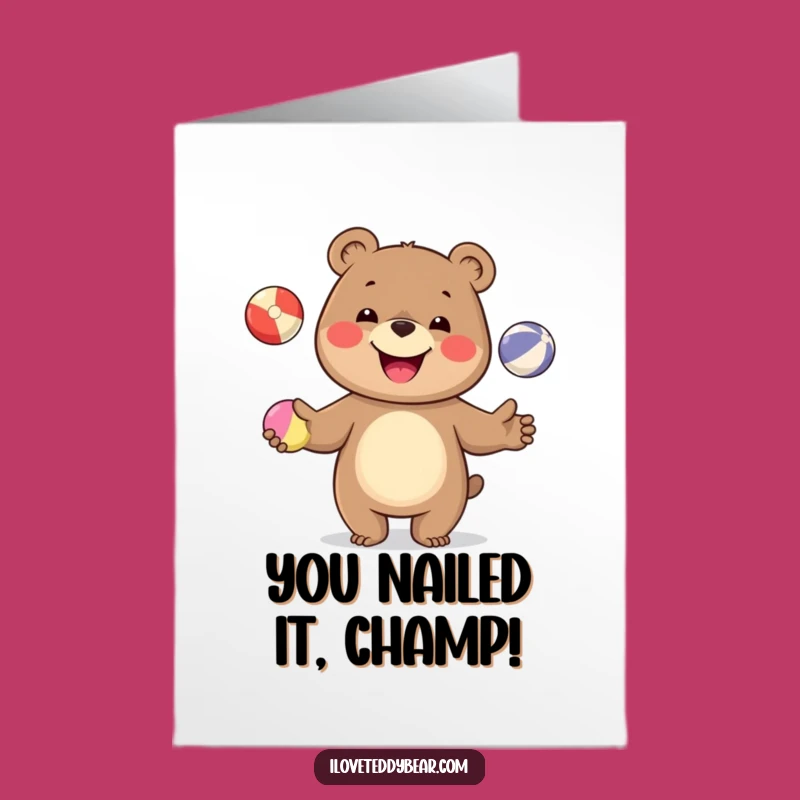 Free Printable Congrats Card: Juggling Bear, Awesome Downloadable for Any Achievement