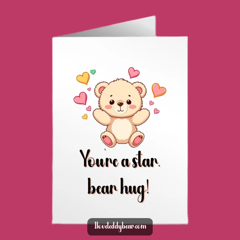 Free Printable Congrats Card: Teddy Bear Hearts - Funny Downloadable Gift