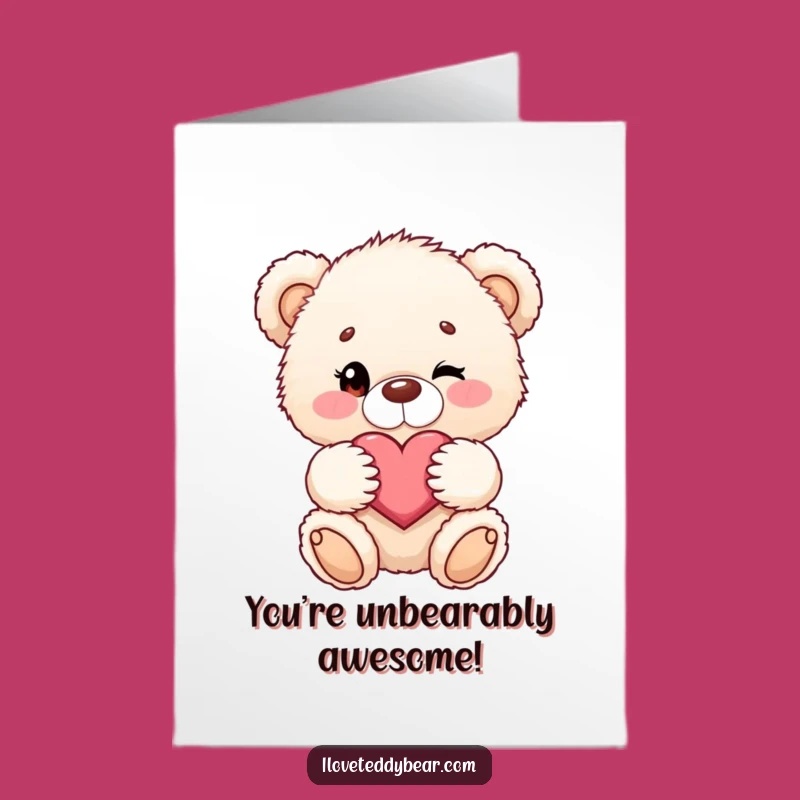Free Printable Congrats Card: Winking Bear with Heart Funny Downloadable Gift
