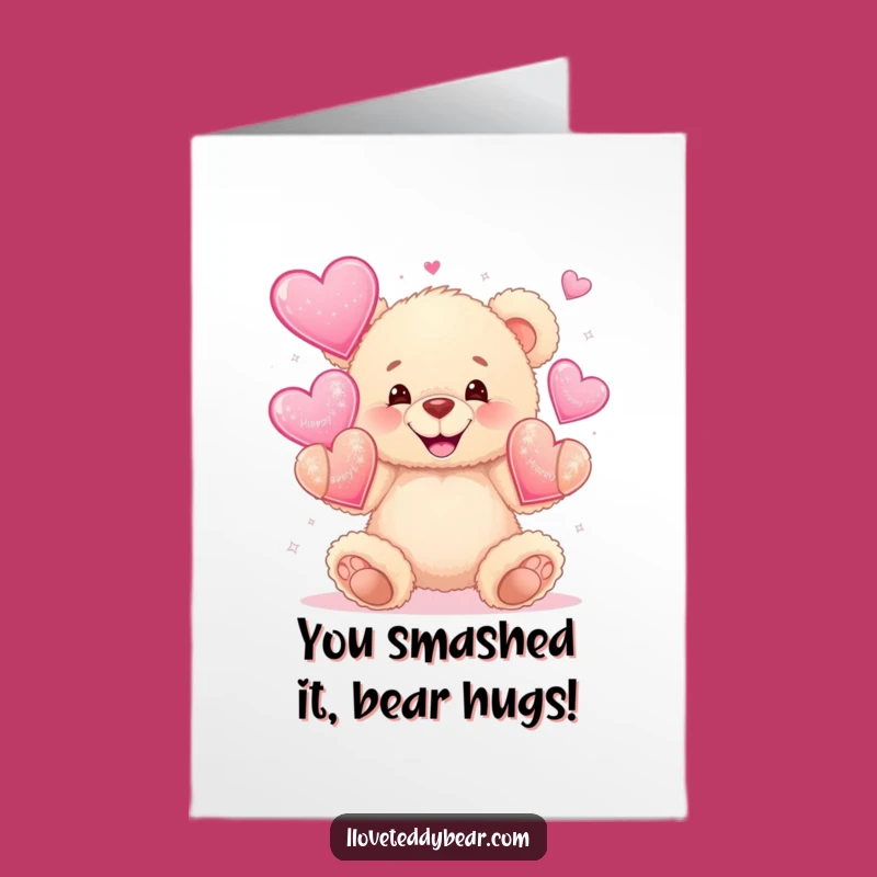 Free Printable Congratulations Card: Teddy Bear's Heartfelt Success, Cheerful Gift