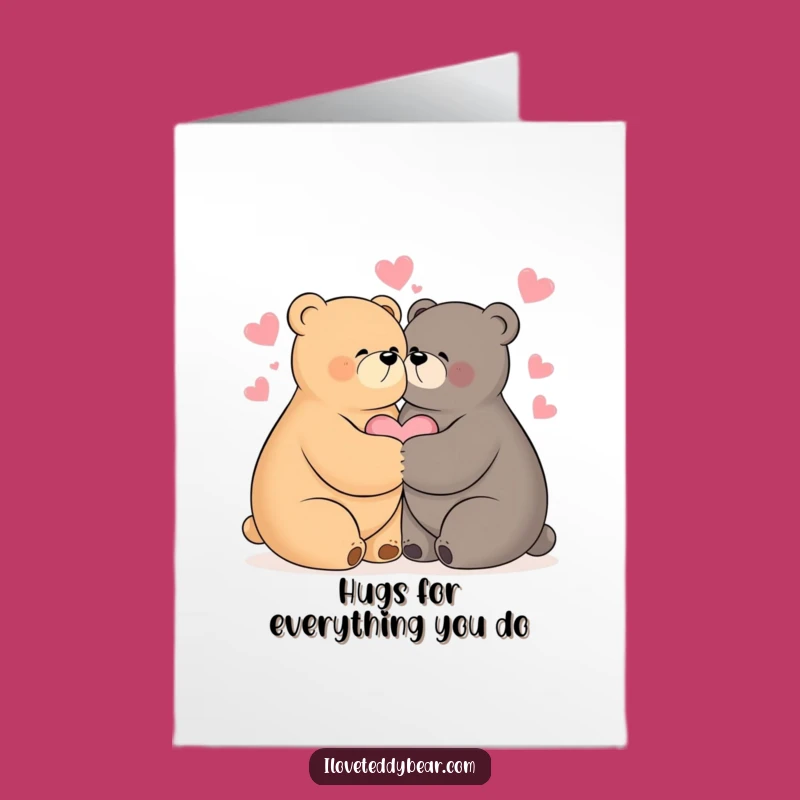 Free Printable Bear Hug Thank You Card: Grateful Hearts Download