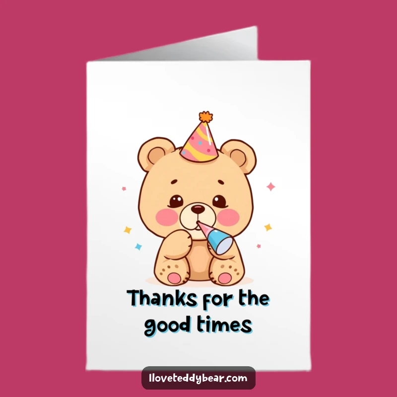 Free Printable Party Bear Cub Thank You Card - Festive Downloadable for Grateful Thanks