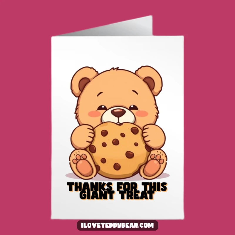 Free Printable Teddy Bear Thank You Card: Cookie Face for a Funny Downloadable Gift