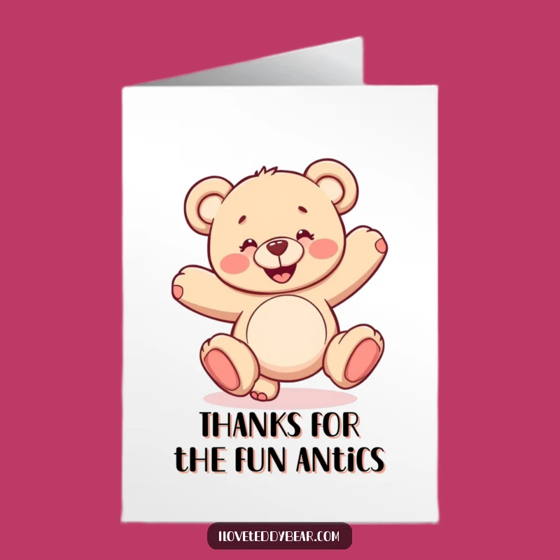 Free Printable Teddy Bear Thank You Card: Fun Cartwheel Downloadable Gift