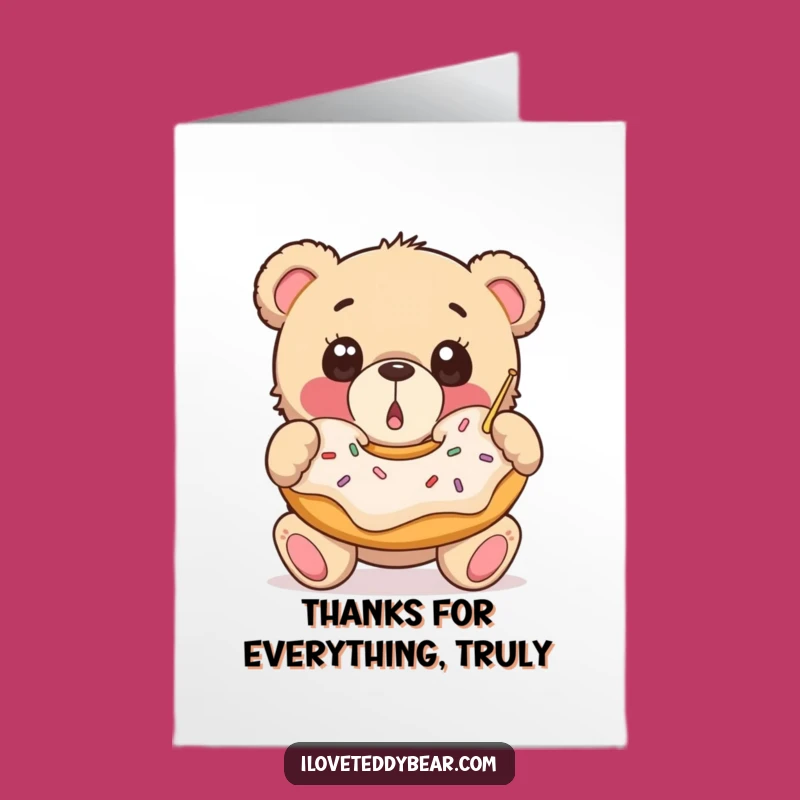 Free Printable Teddy Bear Thank You Card: Funny Downloadable Gift for Sweet Thanks