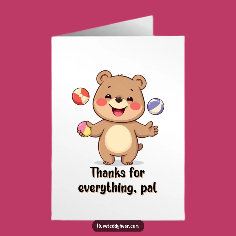 Free Printable Thank You Card: Juggling Bear, Heartfelt Downloadable to Show Appreciation