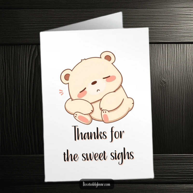 Funny Free Printable Thank You Card: A sleepy bear stretching lazily with a contented sigh, offering relaxed and heartfelt thanks.