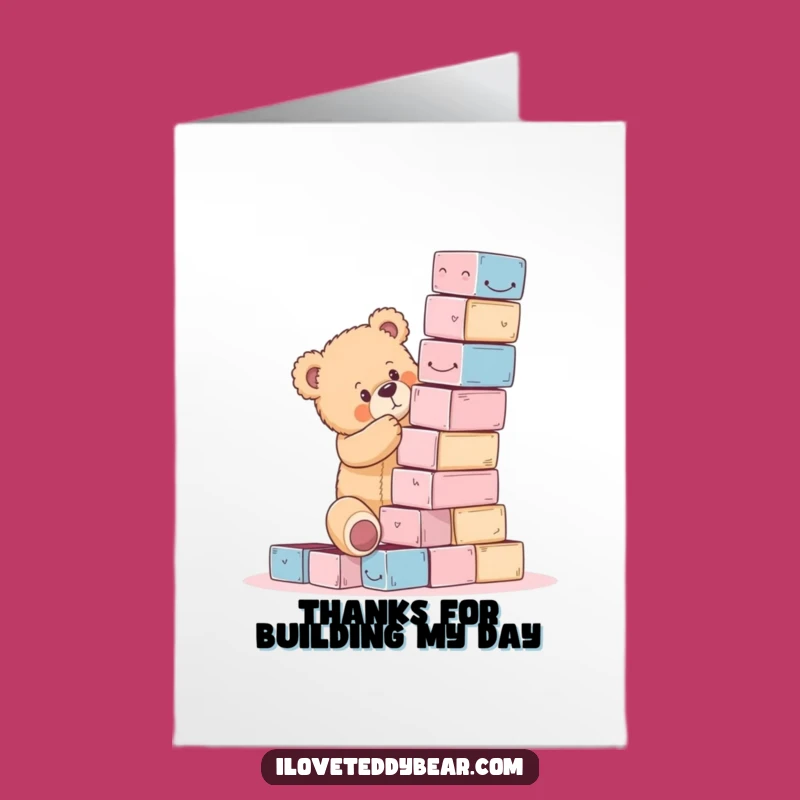 Free Printable Thank You Card: Teddy Bear Block Tower Oops - Comical Thanks Download!