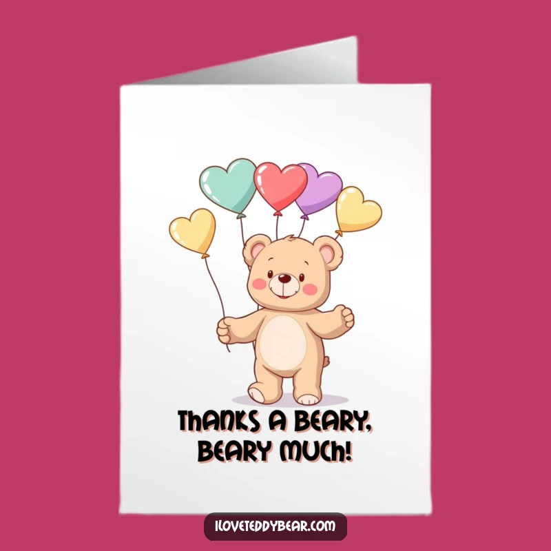 Free Printable Thank You Card: Teddy Bear Juggling Hearts, Downloadable Appreciation