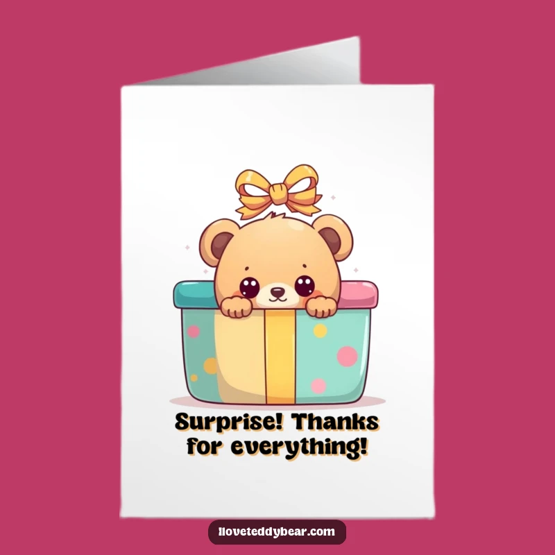 Free Printable Bear Thank You Card: Surprise Gift of Thanks Download