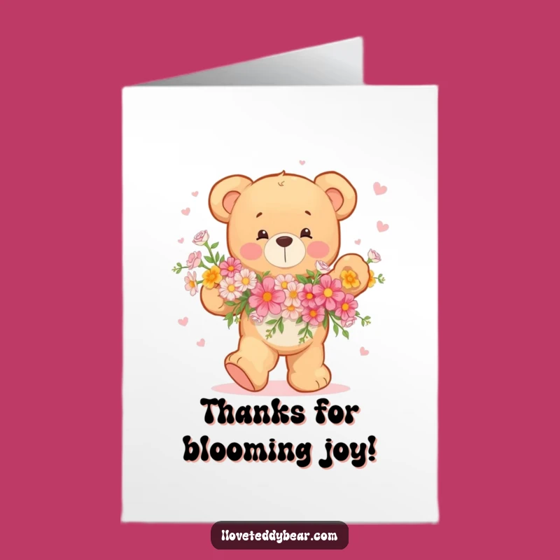 Free Printable Funny Teddy Bear Thank You Card - Flower Dance Appreciation Gift