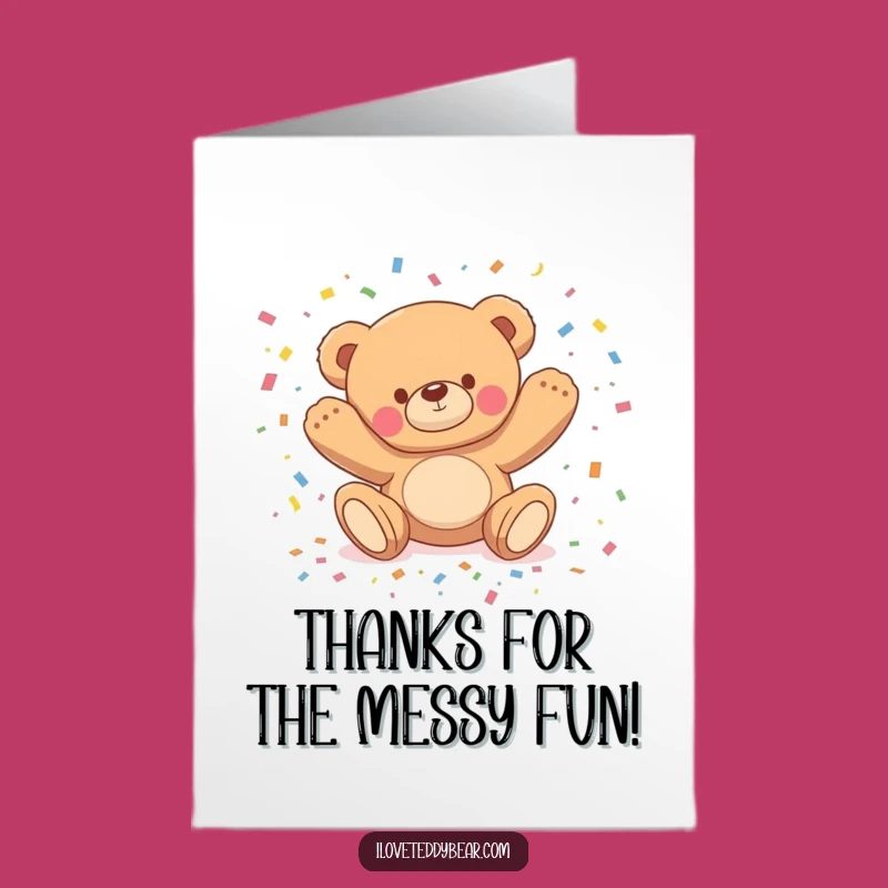 Free Printable Thank You Card: Teddy Bear's Funny Confetti Shower Downloadable