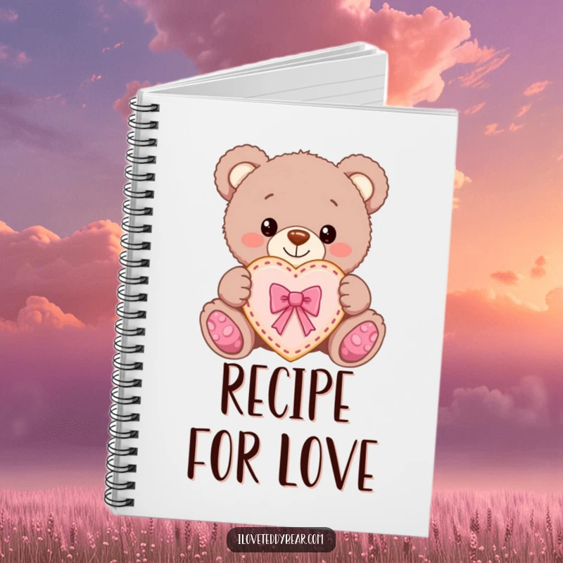 Funny Teddy Bear Cookie Notebook: A teddy bear proudly presents a heart cookie with a bow, perfect for jotting sweet ideas.