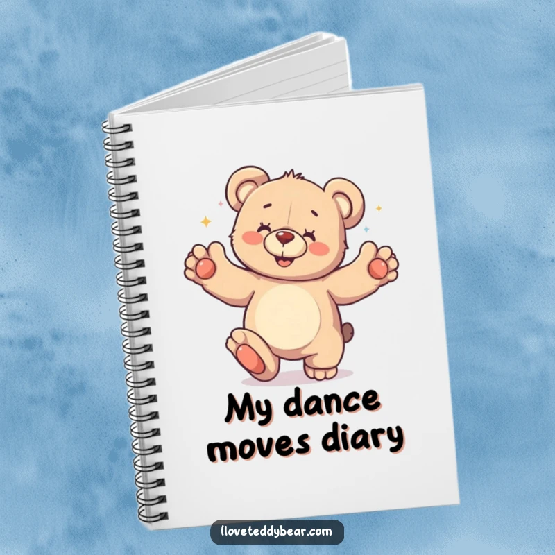 Funny Notebook cover with a teddy bear doing a silly dance with paws in the air, inspiring creative and energetic note-taking.