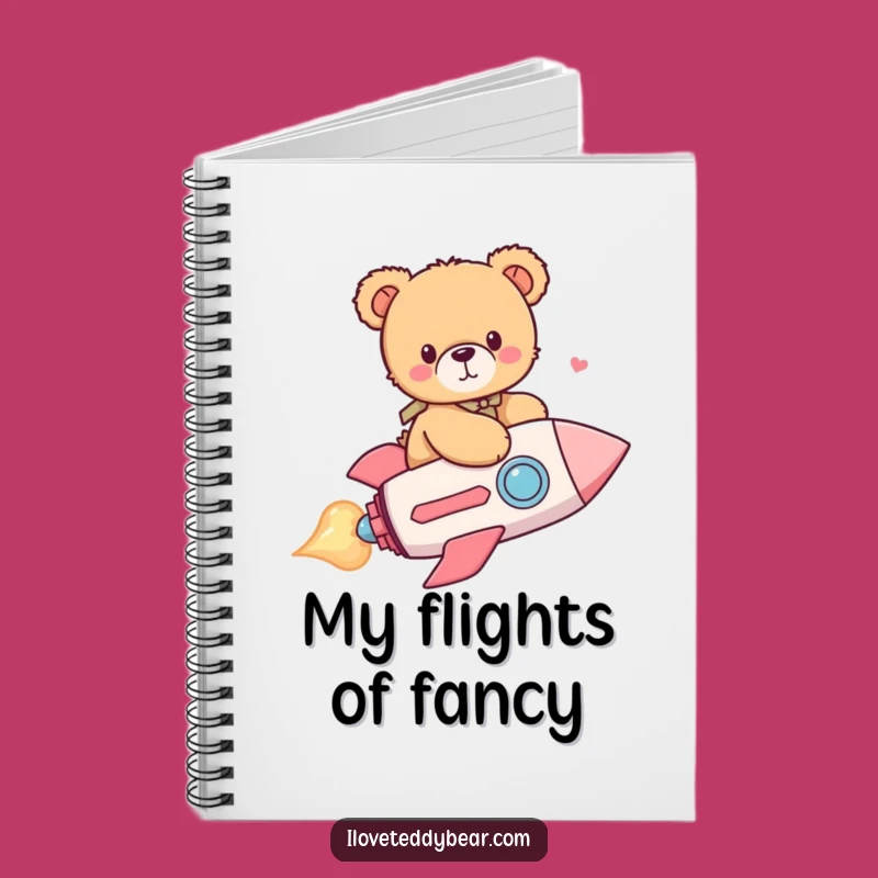 Funny Teddy Bear Heart Rocket Notebook - Jot Down Adventures with Giggles!