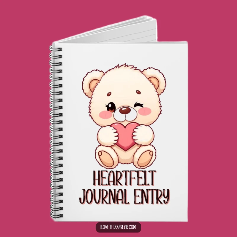 Funny Teddy Bear Notebook - Journal with Winking Hearts - Cute Love Gift