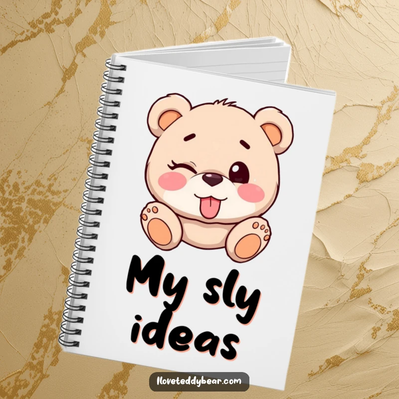 Funny Teddy Bear Winking Notebook: A teddy bear playfully winks with tongue out, perfect for jotting down fun ideas.