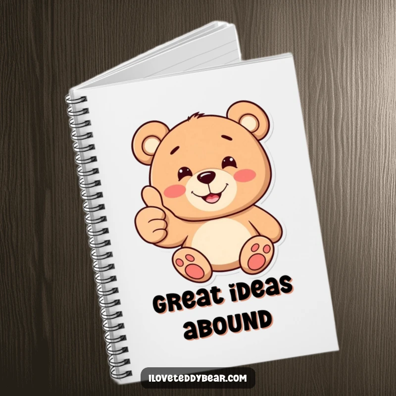 Funny notebook featuring a cheerful teddy bear giving a thumbs up and a toothy smile, ideal for notes and journaling.