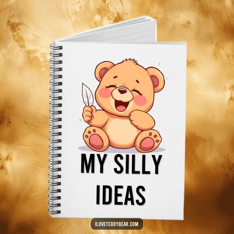 Funny Tickled Teddy Bear Notebook: A notebook with a teddy bear giggling from a feather tickle, ideal for jotting down amusing thoughts, perfect funny gift.