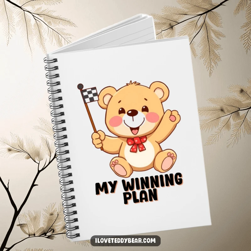 Funny Teddy Bear Racing Flag Notebook: A teddy bear waving a checkered flag, designed for planning winning strategies.