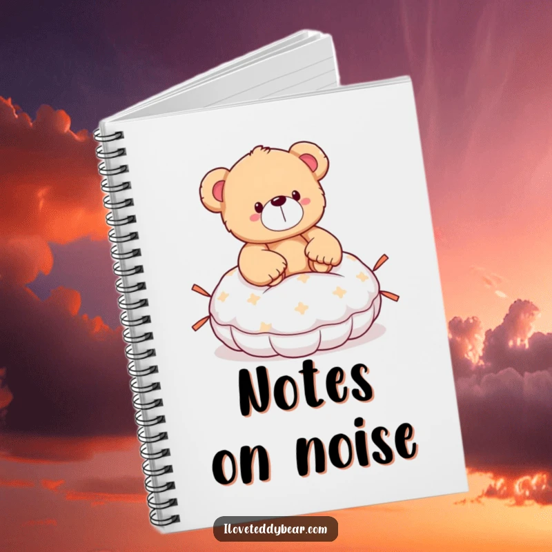 Funny teddy bear notebook with a bear surprised by a whoopee cushion, inspiring humorous writing and note-taking.