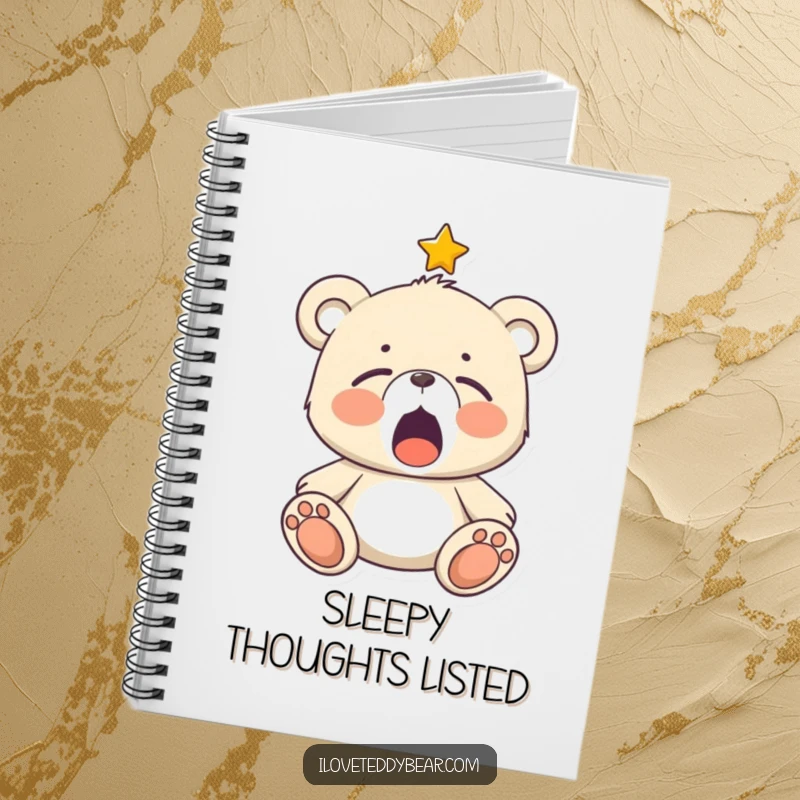 Funny Sleepy Teddy Bear Notebook: A teddy bear yawning under a twinkling star, perfect for jotting down peaceful thoughts.