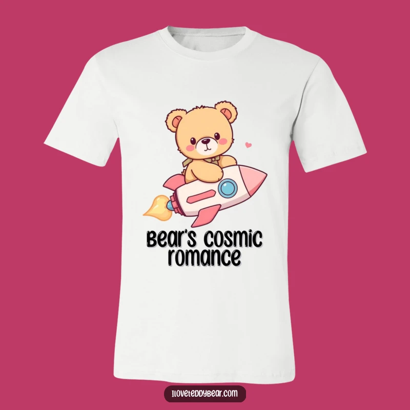 Funny Teddy Bear Heart Rocket T-Shirt - Blast Off with Laughter!