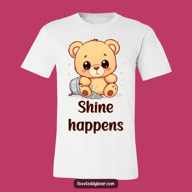 Funny Glitter Spill Teddy Bear T-Shirt: Sparkly Accident, Perfect Funny Gift