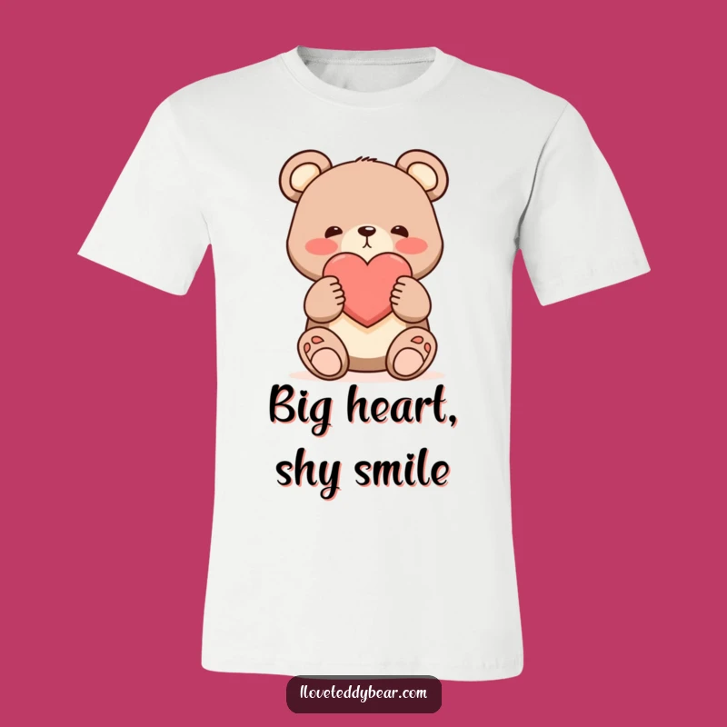 Funny Shy Bear Heart T-Shirt - Cute Cartoon Art for Romantic Souls
