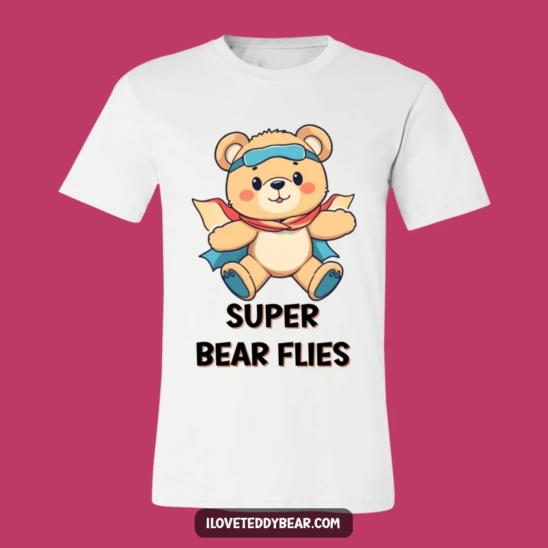 Funny Superhero Teddy Bear Flying T-Shirt - Save the Day in Style!