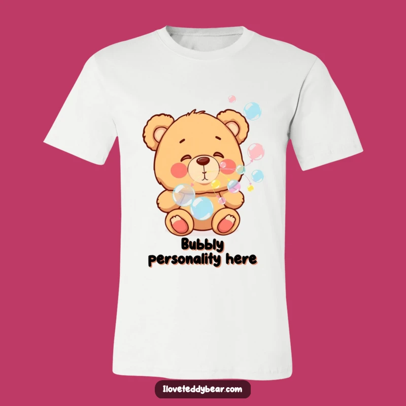 Funny Teddy Bear Bubble Blowing T-Shirt: Wearable Joyful Art