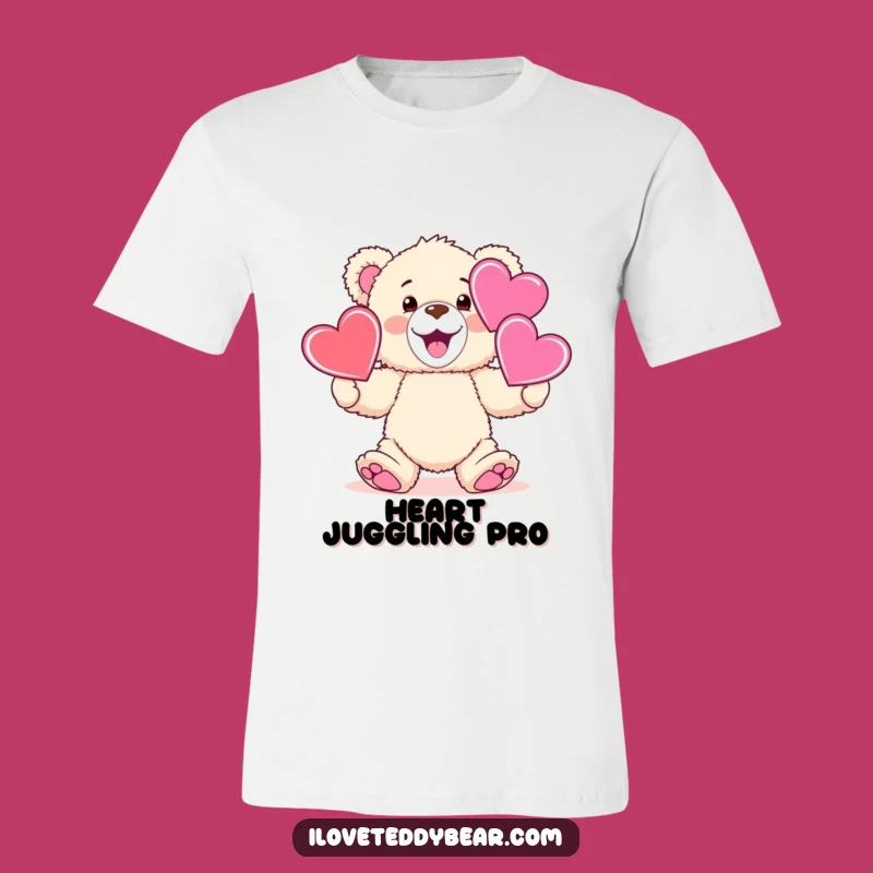 Funny Teddy Bear Juggling Hearts T-Shirt: Wear Your Love with Humor