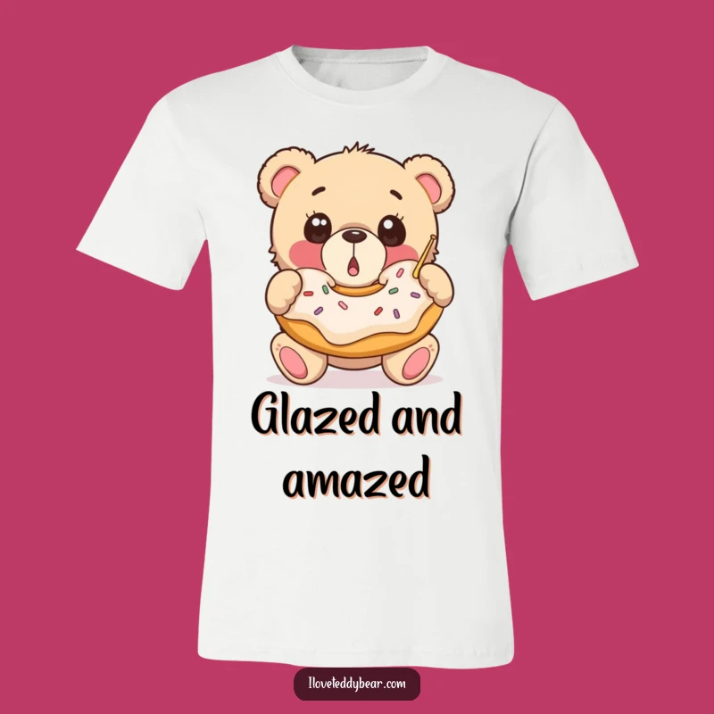 Funny Donut Bear T-Shirt: Surprised Teddy Catching Donut, Hilarious Tee for Sweet Tooths