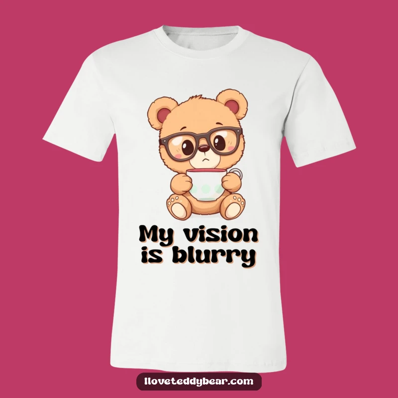 Funny Teddy Bear Glasses Tee - Surprised by Floating Teacup Gift