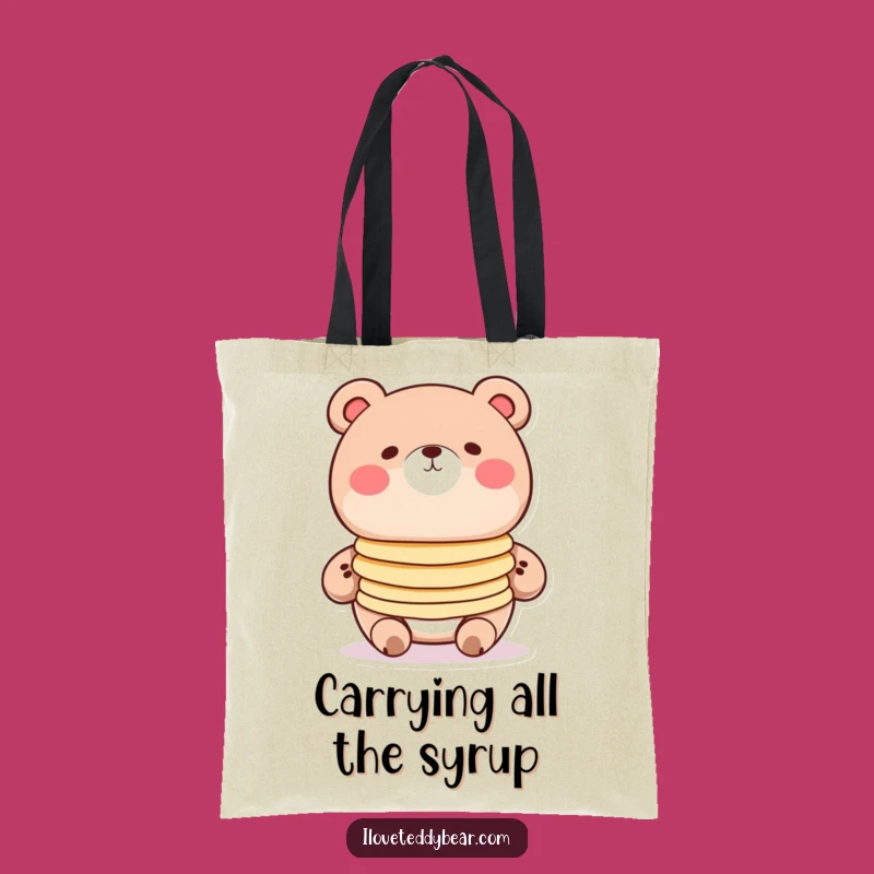Funny Pancake Bear Tote Bag - Cute Cartoon Art for Everyday Errands