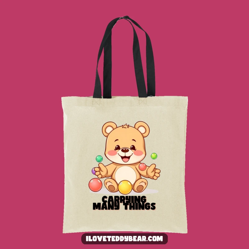 Funny Juggling Teddy Bear Marble Tote Bag - Carry Your Fun, Ideal Funny Gift
