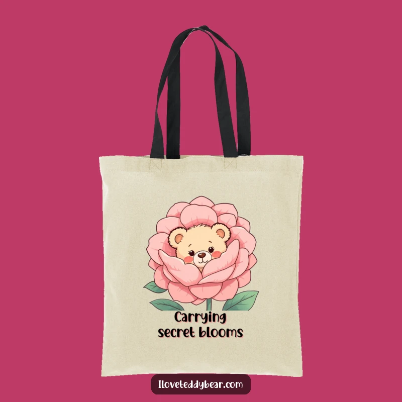 Funny Shy Bear Tote Bag: Cute Teddy Peeking, Charming and Funny Carry-All Accessory
