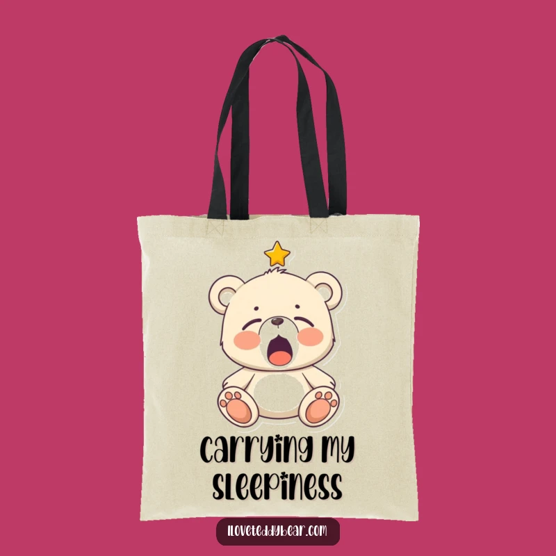 Funny Sleepy Teddy Bear Star Tote Bag: Carry Your Comfort