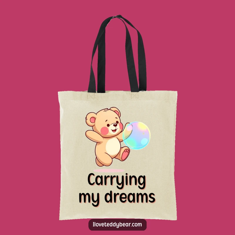 Funny Teddy Bear Bubble Chase Tote Bag: Stylish Joyful Carry-All