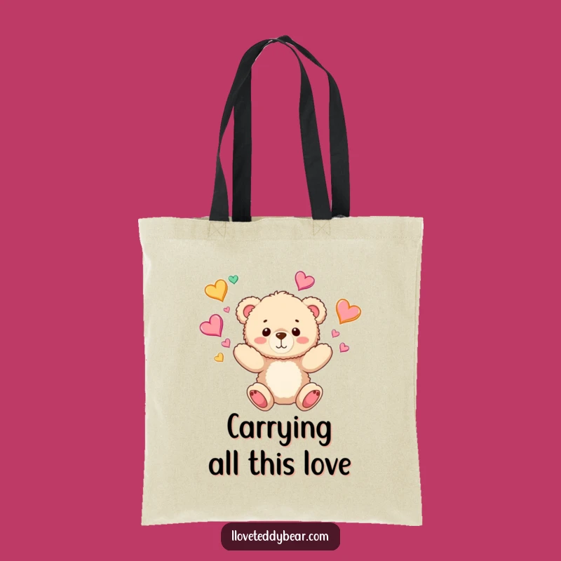 Funny Teddy Bear Juggling Hearts Tote Bag: Carry Your Love Everywhere