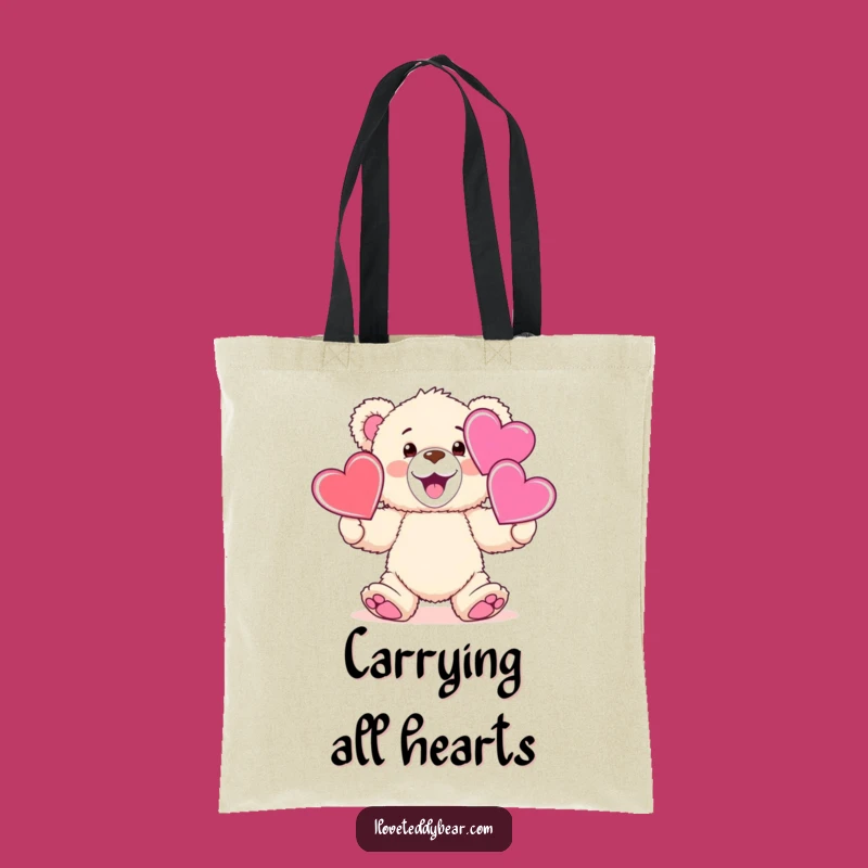 Funny Teddy Bear Juggling Hearts Tote Bag: Carry Your Love with Style