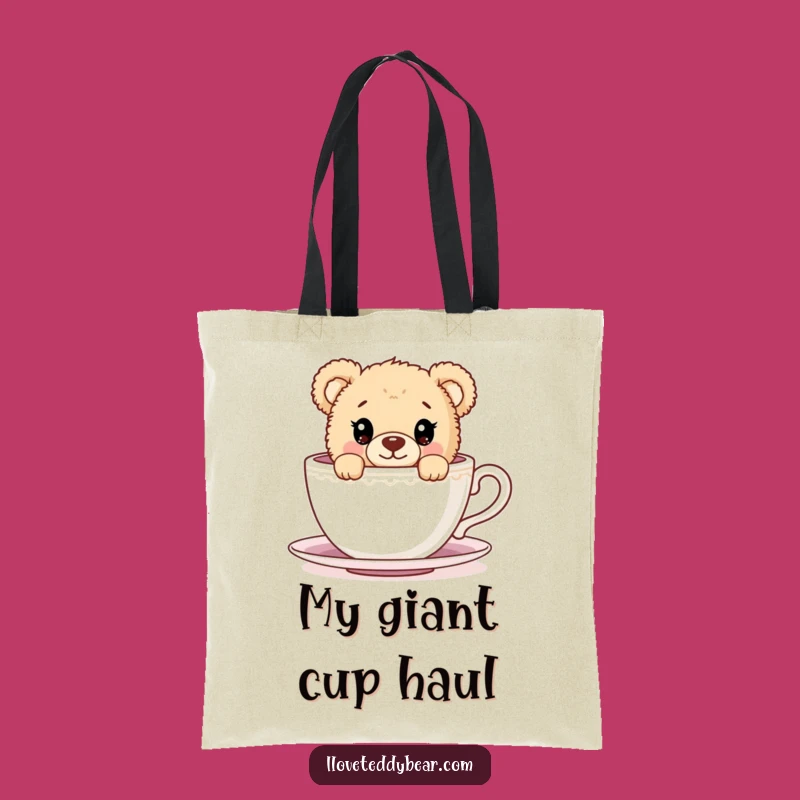 Funny Teddy Bear Teacup Peek Tote Bag - Stylish & Cute Accessory