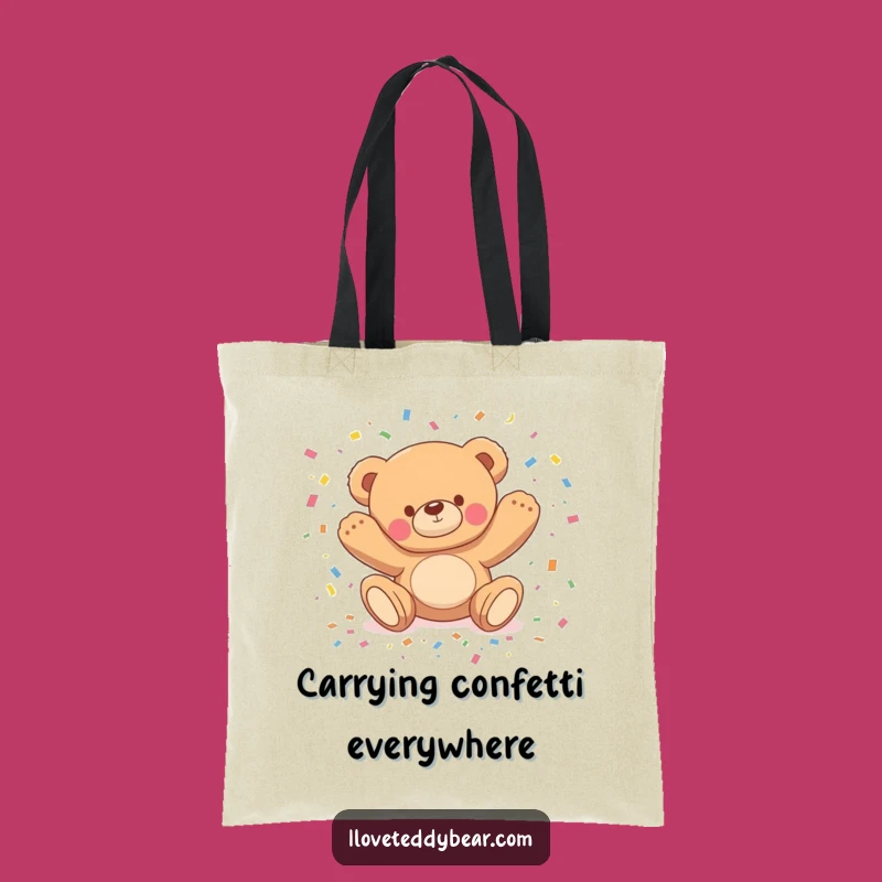 Funny Tripping Teddy Bear Tote Bag - Carry Your Fun Confetti Style