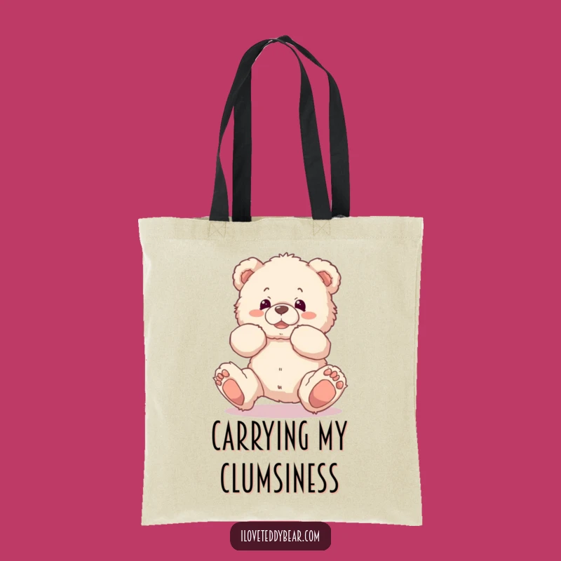 Funny Tripping Teddy Bear Tote Bag - Carry Your Laughs with Charm